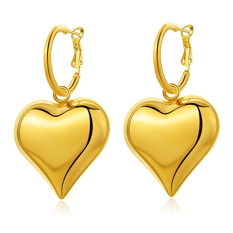 Chunky Heart Hoop Earrings-0