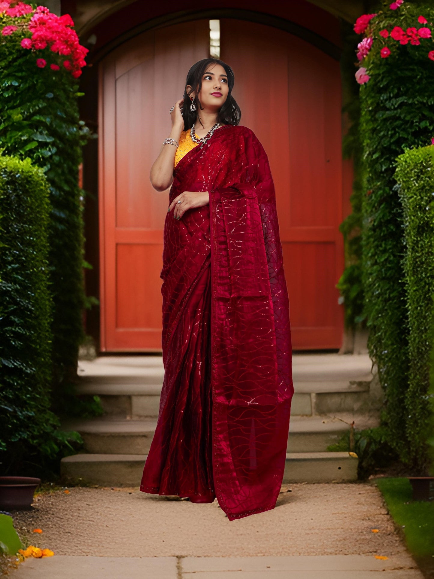 Designer Saree with Heavy Sequin & Stone Work by Shreekama-0