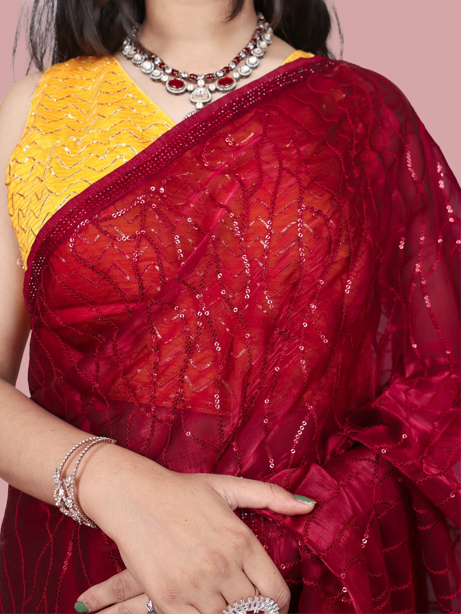 Designer Saree with Heavy Sequin & Stone Work by Shreekama-3