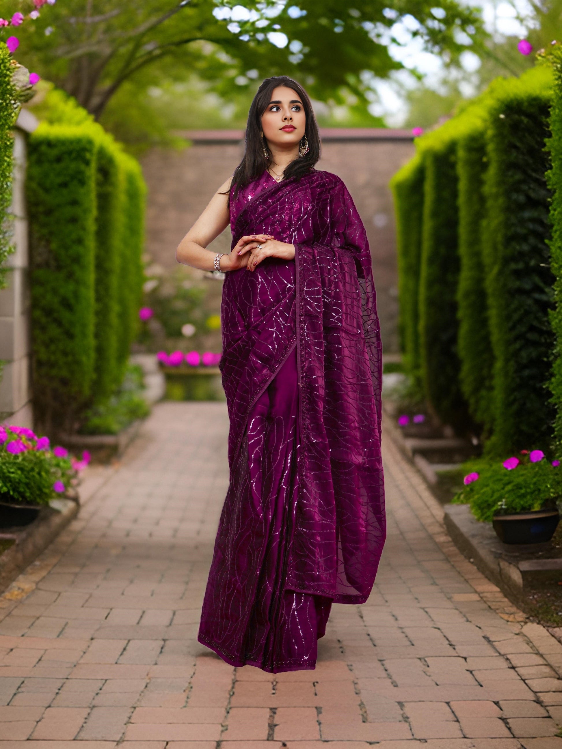 Designer Saree with Heavy Sequin & Stone Work by Shreekama-5