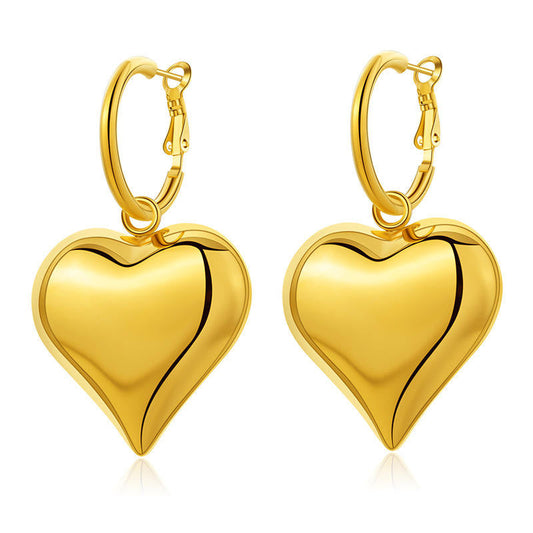 Chunky Heart Hoop Earrings-0